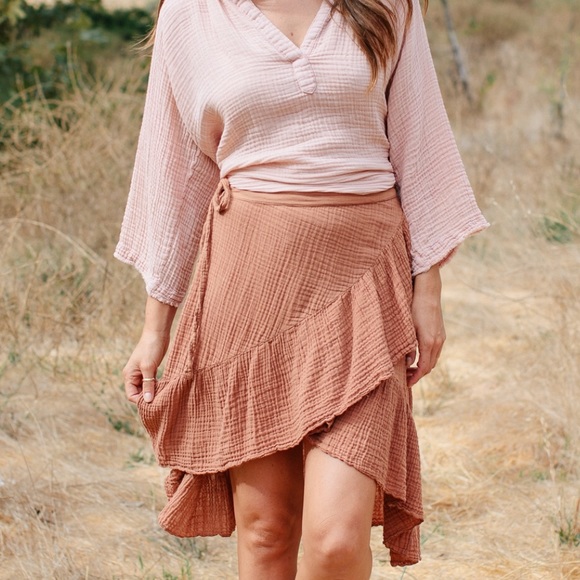 9 Seed Dresses & Skirts - 9 Seed Gauze Wrap Skirt in Clay NWT